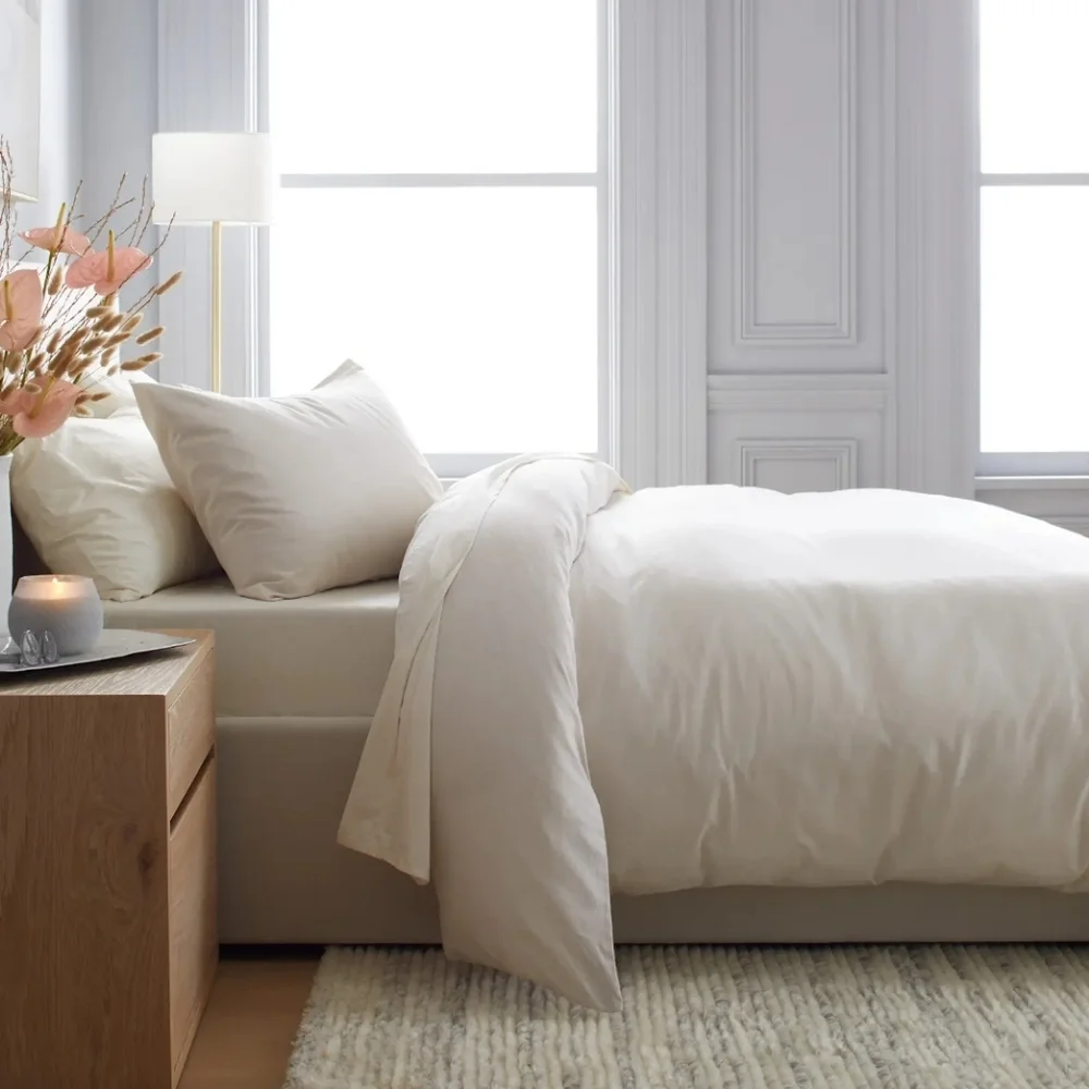 Quince Cotton & Cashmere Duvet Cover Natural Set! Full/ Queen (832)